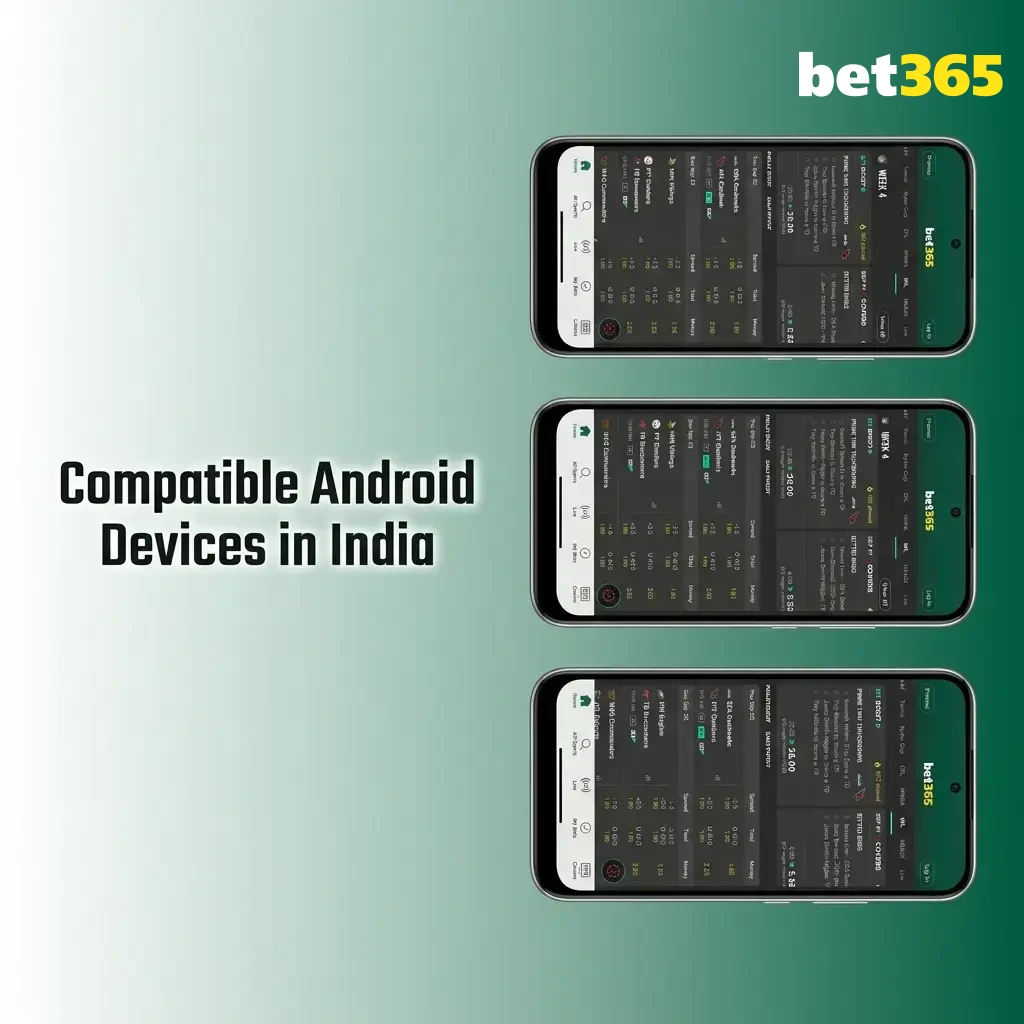 Bet365 app compatible Android devices in India including Samsung, OnePlus, Xiaomi, Realme, Vivo, Oppo and Motorola